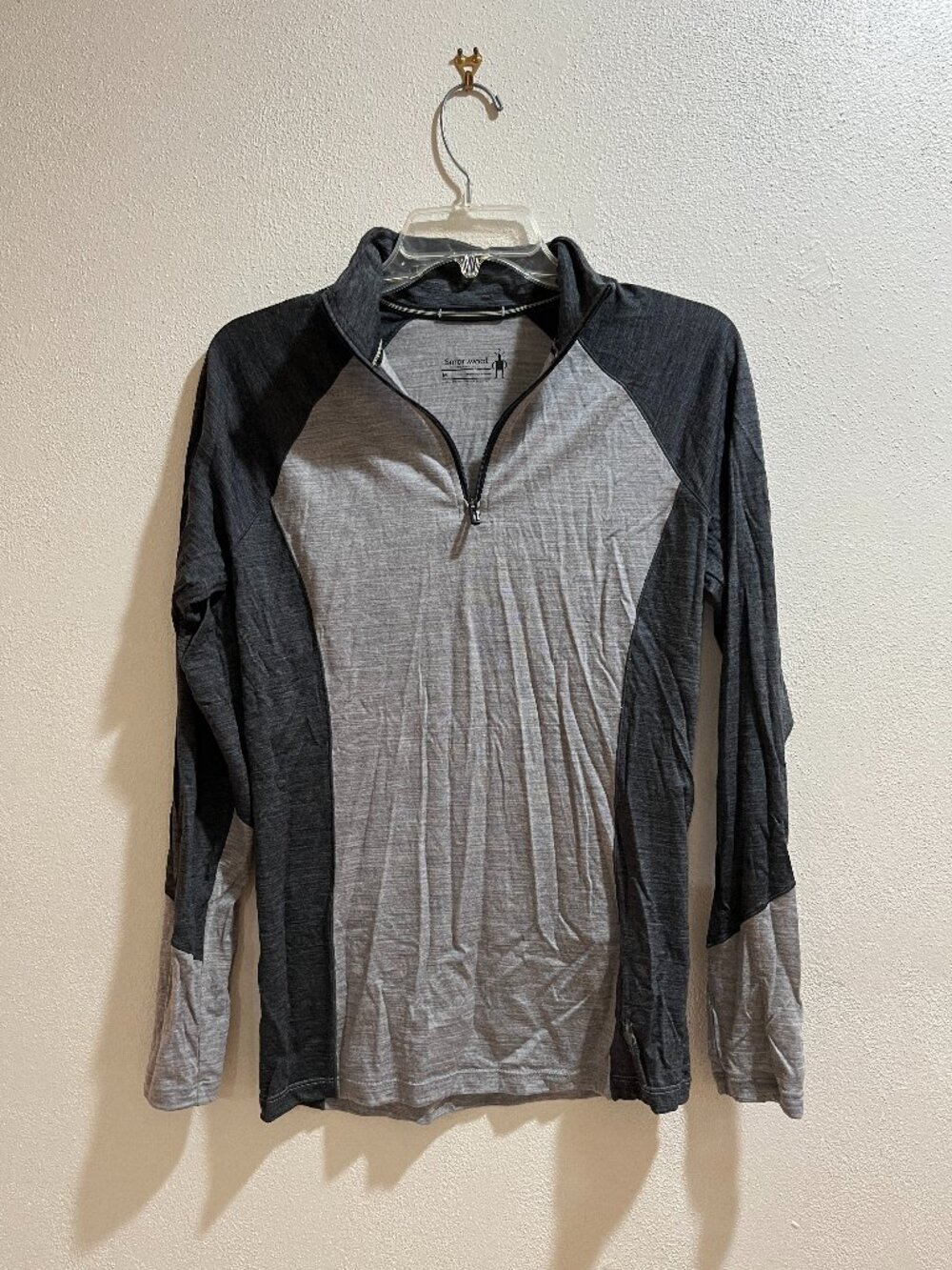 SMARTWOOL Women's Black & Gray Merino 150 1/4-Zip Long-Sleeve Top - Size M